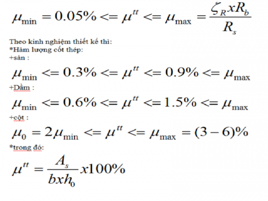 Hàm lượng cốt thép trong 1m3 bê tông